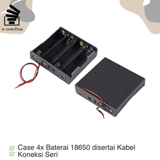 Baterai Holder Koneksi Seri 4x 18650 Lithium Battery Case Batere Box 14.8V Dengan Kabel