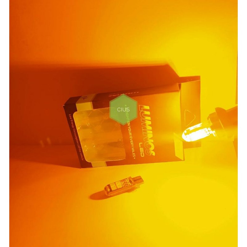LAMPU LED T10 CRYSTAL 15 titik LUMINOS untuk sein senja plat motor mobil harga 1 buah-Yellow