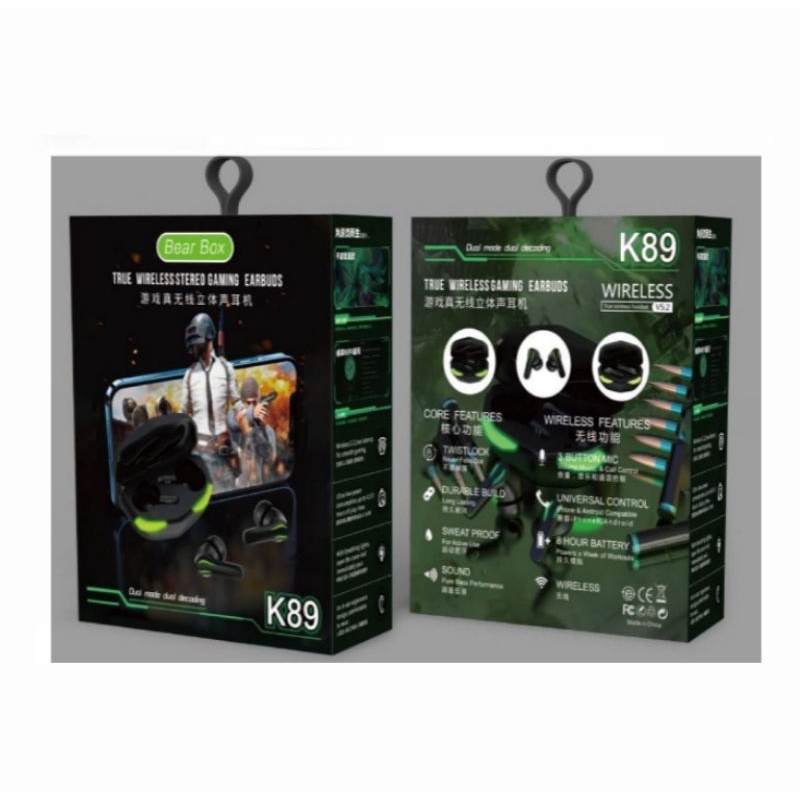 Earphones bluetooth K89 TWS  Good Sound / Earphone wireless TWS k89
