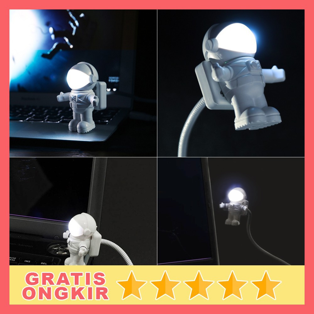 Lampu LED USB Night Light Lamp Flexible Spaceman Astronaut Hias USB Meja X01 Eshoo Gray Grab Medan