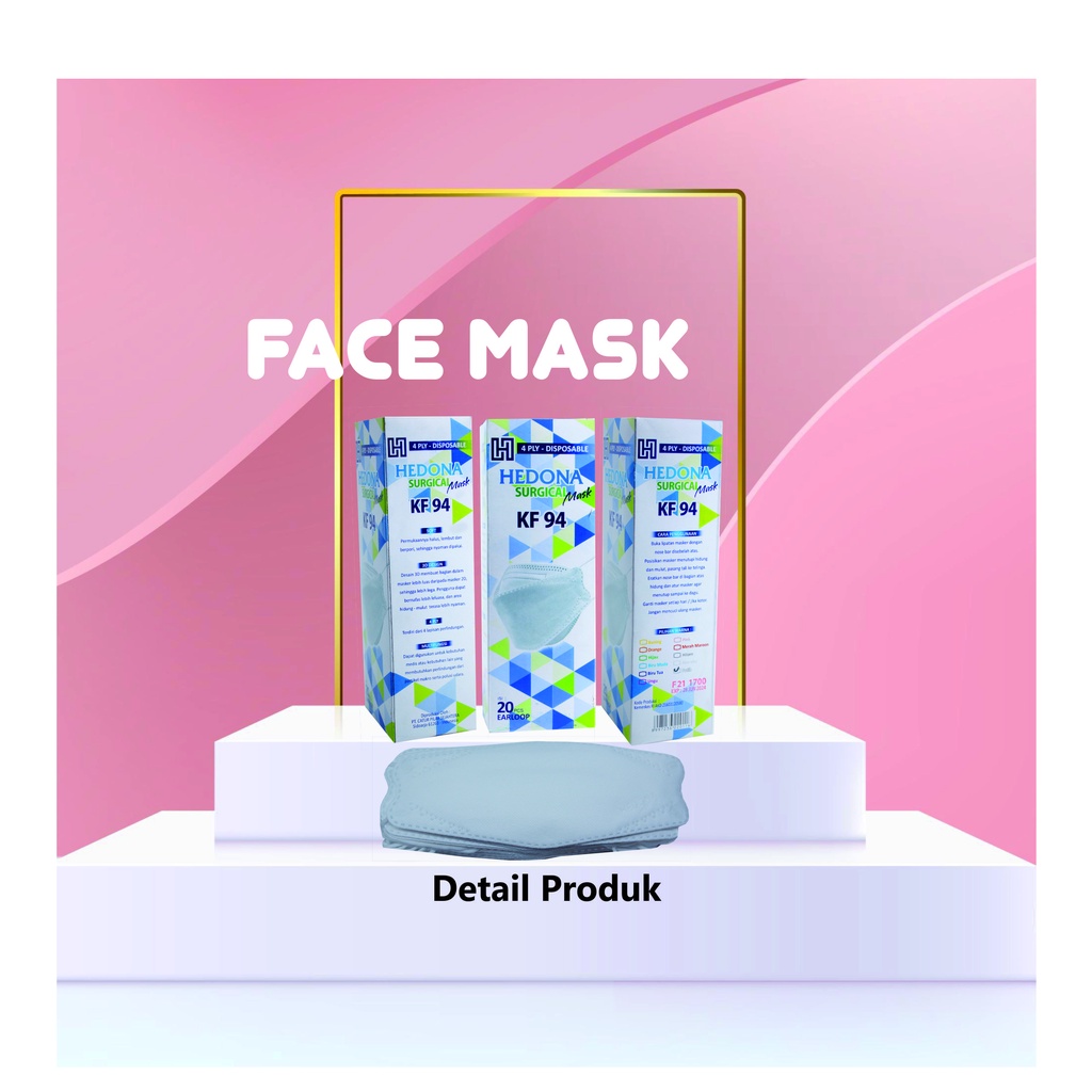 Masker Medis / HEDONA Surgical Mask KF94 Putih (isi 20 pcs)
