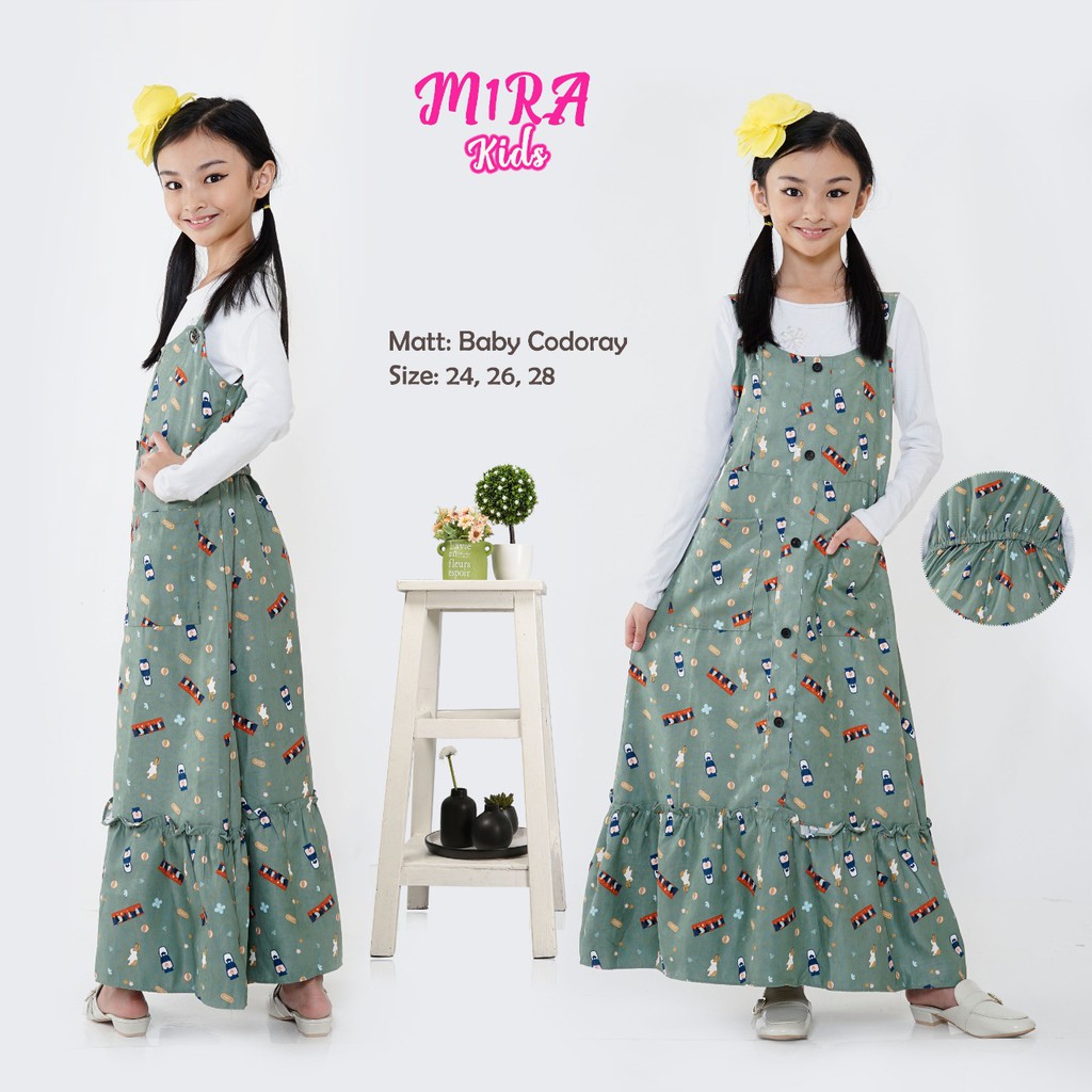 Baju Gamis Overall Anak Tanggung Usia 7-12tahun full motif