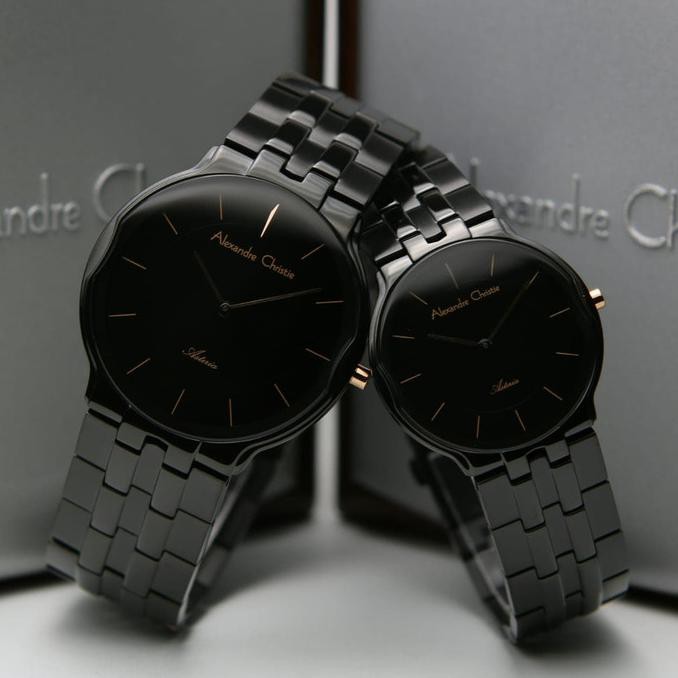 Jam Tangan Couple Alexander Cristie Ac8616 Full Black Original Andini.Marketplace