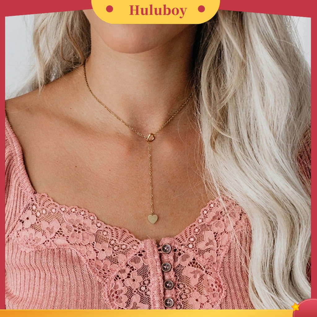 Hu Hu Hu Hu Hu Alat Bantu Pasang Kacamata♡ Kalung Rantai Panjang Dengan Liontin Hati Bahan Alloy Untuk Wanita