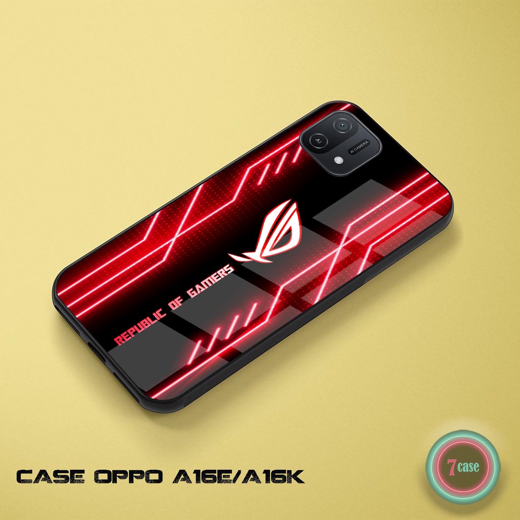 Case Kilau Oppo A16e A16k | Casing Hp Glossy | Pelindung Hp | Motif Game Rog Neon