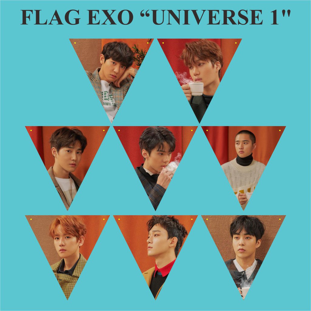 BUNTING FLAG EXO UNIVERSE Plus Tali Souvenir Kpop Murah