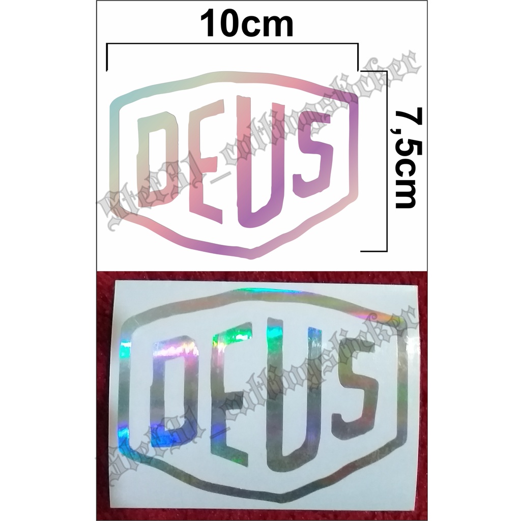 

Stiker cutting logo devs bahan hologram pelangi, sticker logo devs