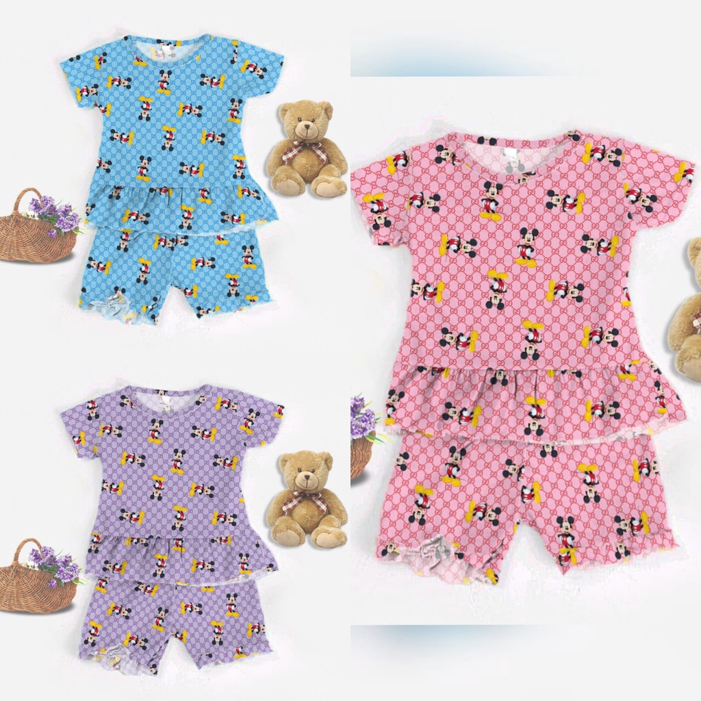 RILLO - SETELAN RUFFLE MOTIF PRINT / SET RUFFLE ANAK PEREMPUAN