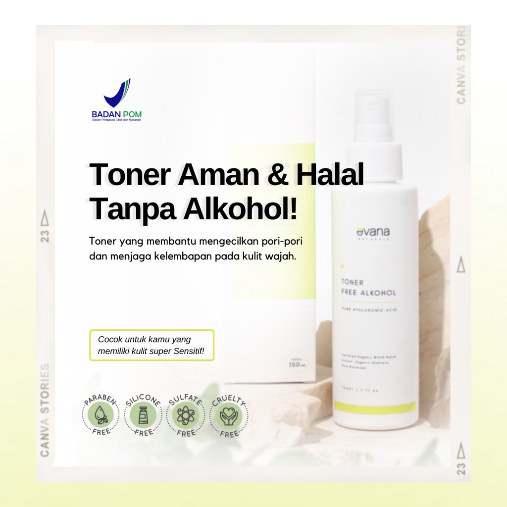 Evana Beauty Care - Toner Free Alkohol 150ml - Toner For All Skin Type - Toner Pencerah - Toner Pemu