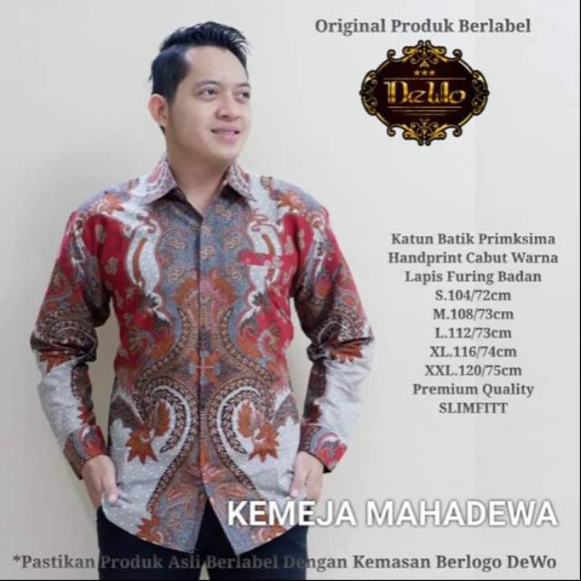 Kemeja Batik Slimfit Mahadewa / Kemeja batik lengan panjang simfit terbaru /  Batik Solo