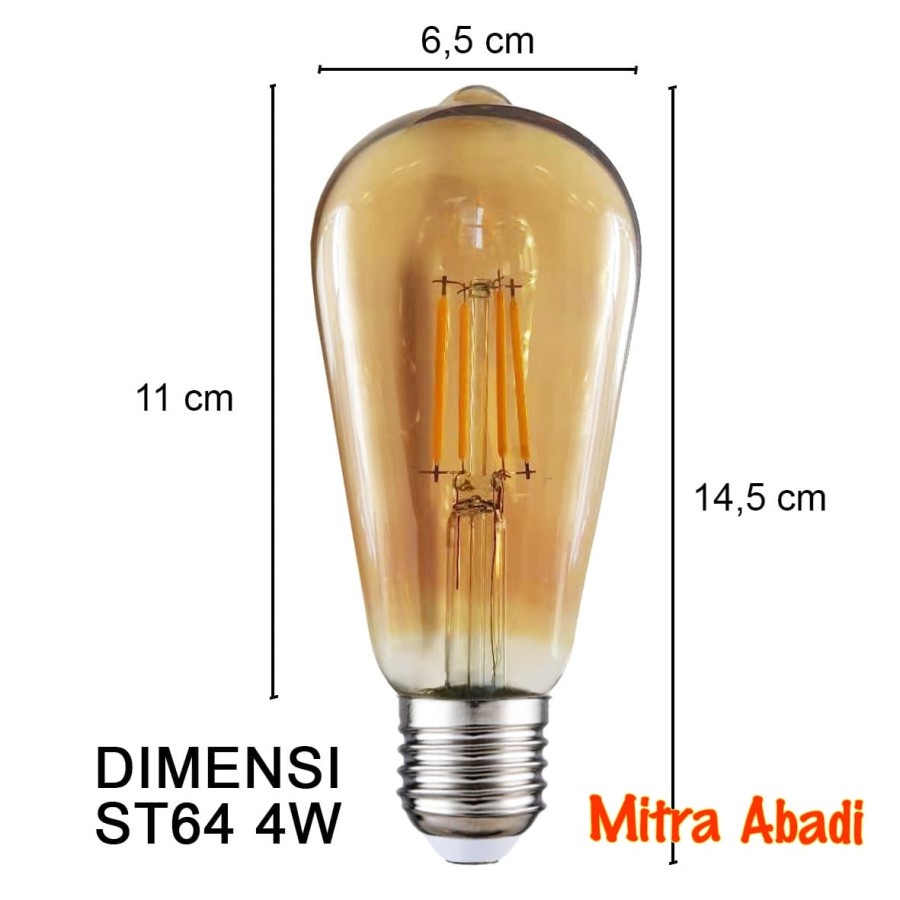 Lampu Bulb LED Filamen Edison Vintage ST64 4 Watt/4W Fitting E27