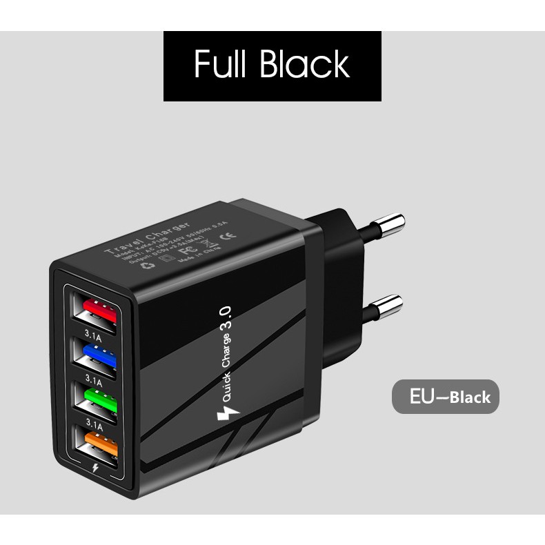 Universal Apple Android 4USB5V3A 4Pengisi daya ponsel USB 3A kepala pengisian warna