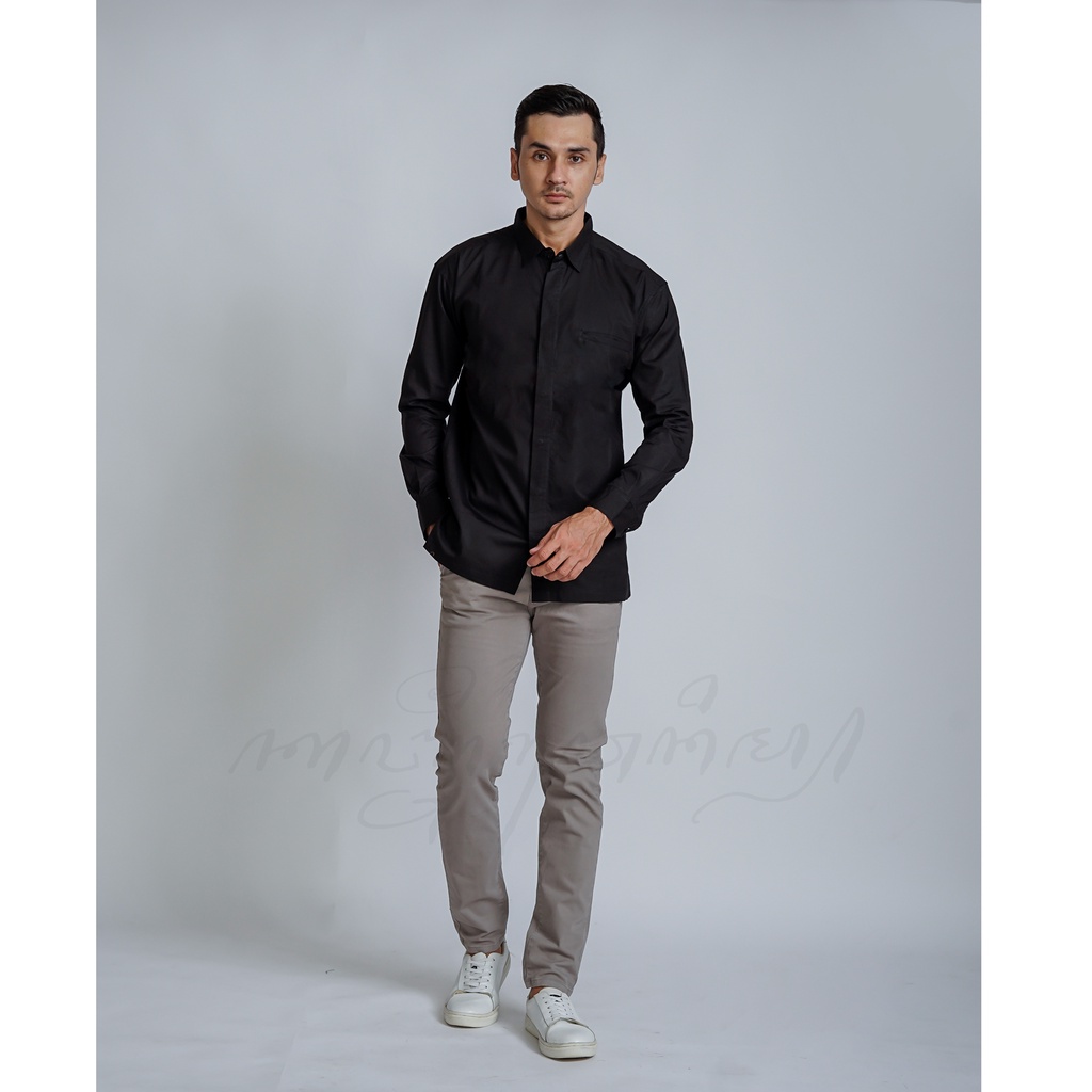 Kemeja Kanjeng - Kemeja Pria Polos Premium Original - Full Black