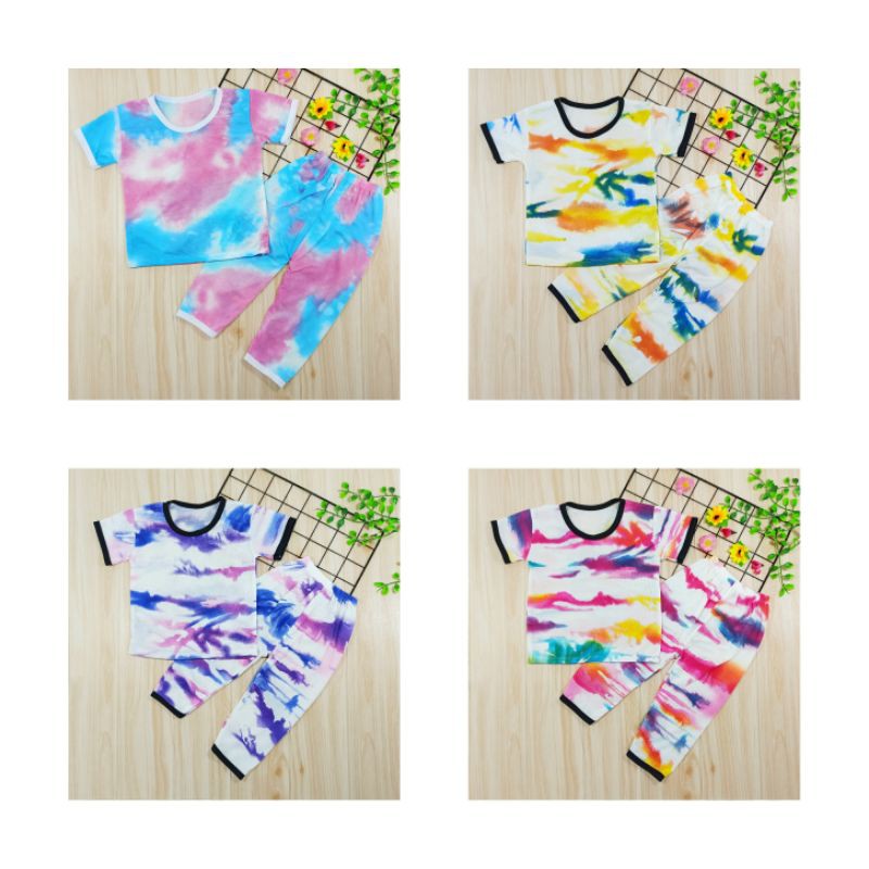 [Ss-8028] Pakaian Anak size 0-3tahun Model Chupa Chups, Baju Tye Dye, Baju Kekinian, Setelan Anak