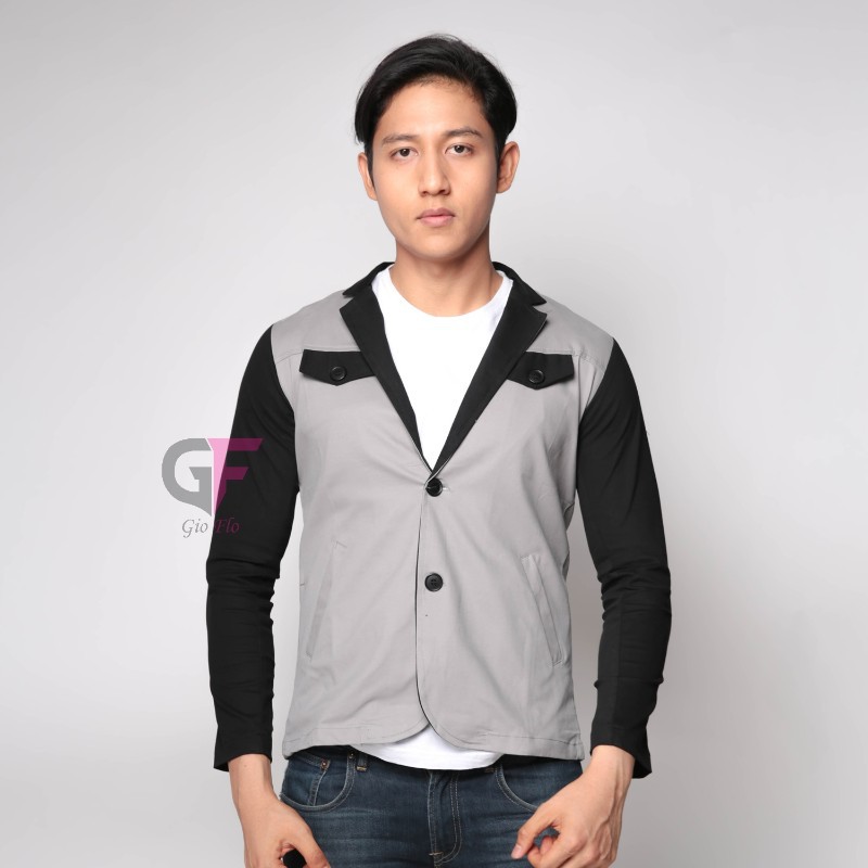 GIOFLO Blazer Cowok Terbaru Grey / BLZ 664