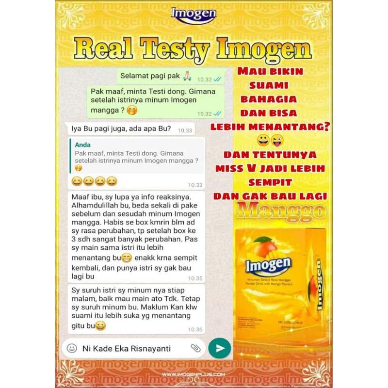 Imogen Mangga 100% Original / Menjaga kesehatan organ intim wanita/ Keharmonisan rumah tangga/Promil