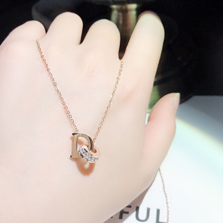 Bisa Cod Fashion Kalung Wanita 18K Emas Asli Kalung Titanium Rosegold kalung Anti Karat Tahan Air Hadiah Liburan Terbaik