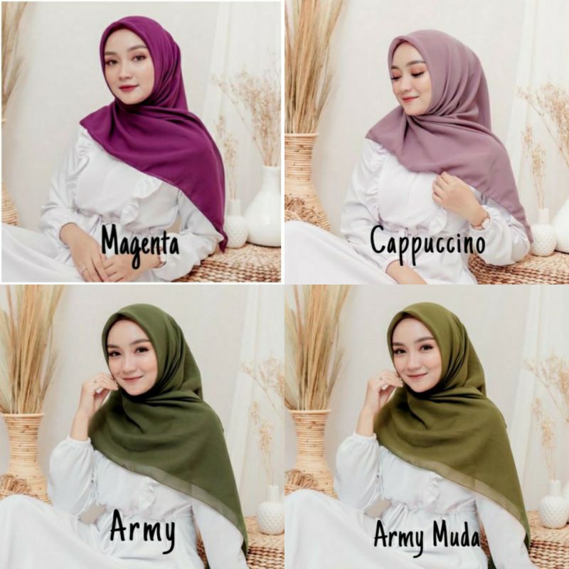 Hijab Segiempat BELLA SQUARE ANTI LETOY PREMIUM Pollycotton polos 47 Warna Jilbab Bela Laudya Square Murah vayaon hijab