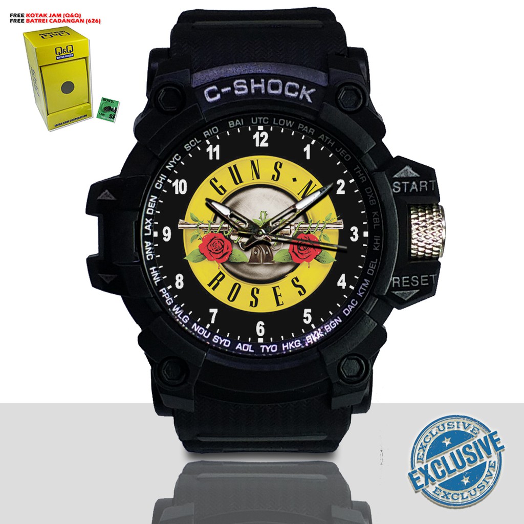 (EXCLUSIVE ) JAM TANGAN GUNS N' ROSES WATER RESIST FREE BOX DAN BATREI - NO.8