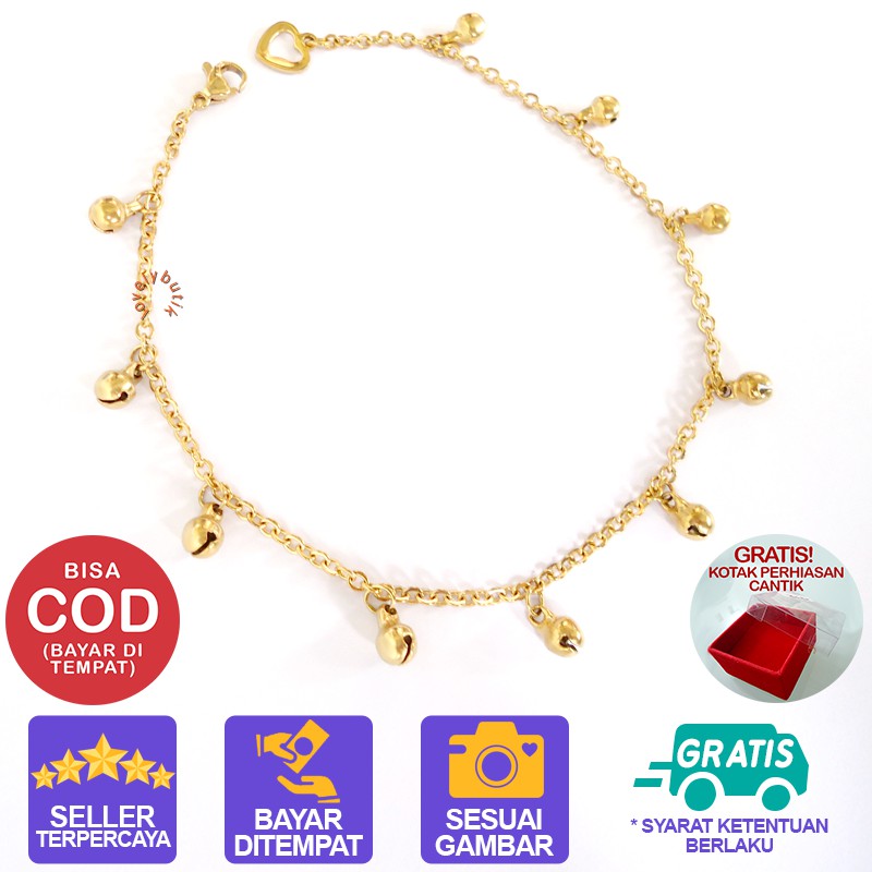 Lovelybutik Gelang Tangan Titanium Anti Karat Balls krincingan Gelang Tangan Titanium Ukuran 18 cm