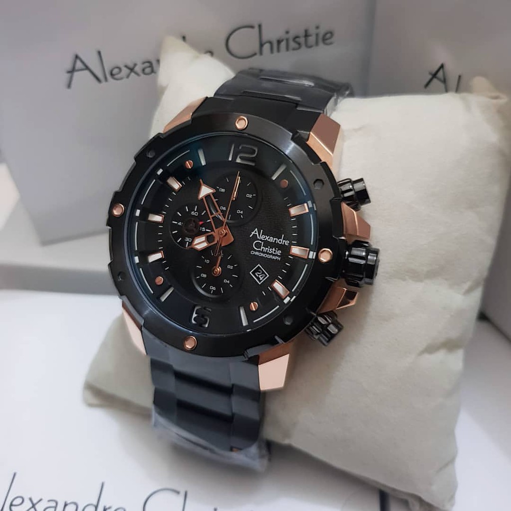 ALEXANDRE CHRISTIE ORIGINAL AC6410 BLACK ROSEGOLD STAINLESS STEEL