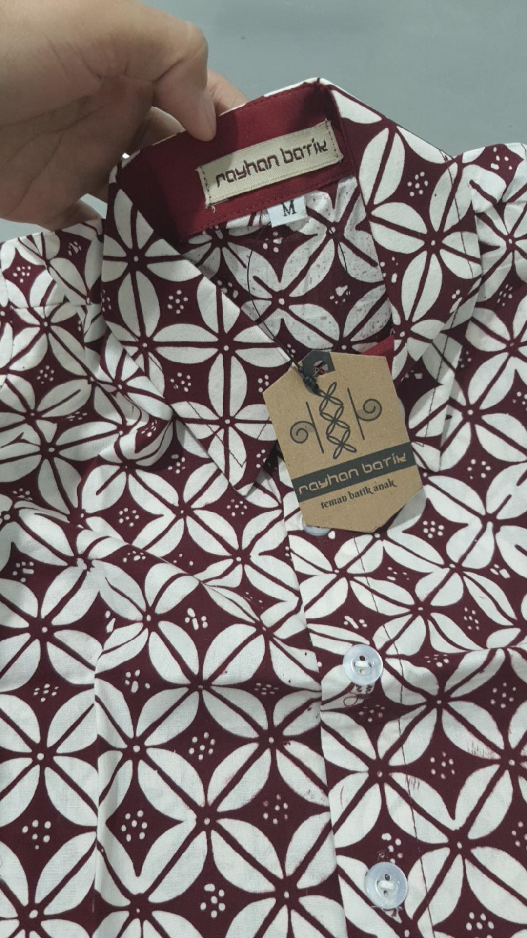 Kemeja Batik Anak Pendek Maroon Series