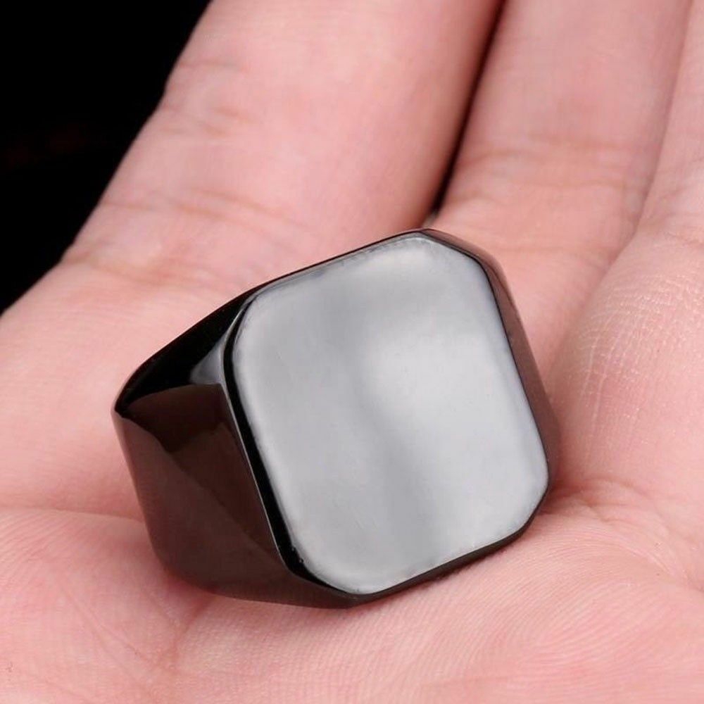 Cincin Pria 4 Warna Perak Emas Hitam Biru Persegi Baja Titanium Sederhana Yang Dipoles Aksesoris Perhiasan Fashion Punk Men's Rings