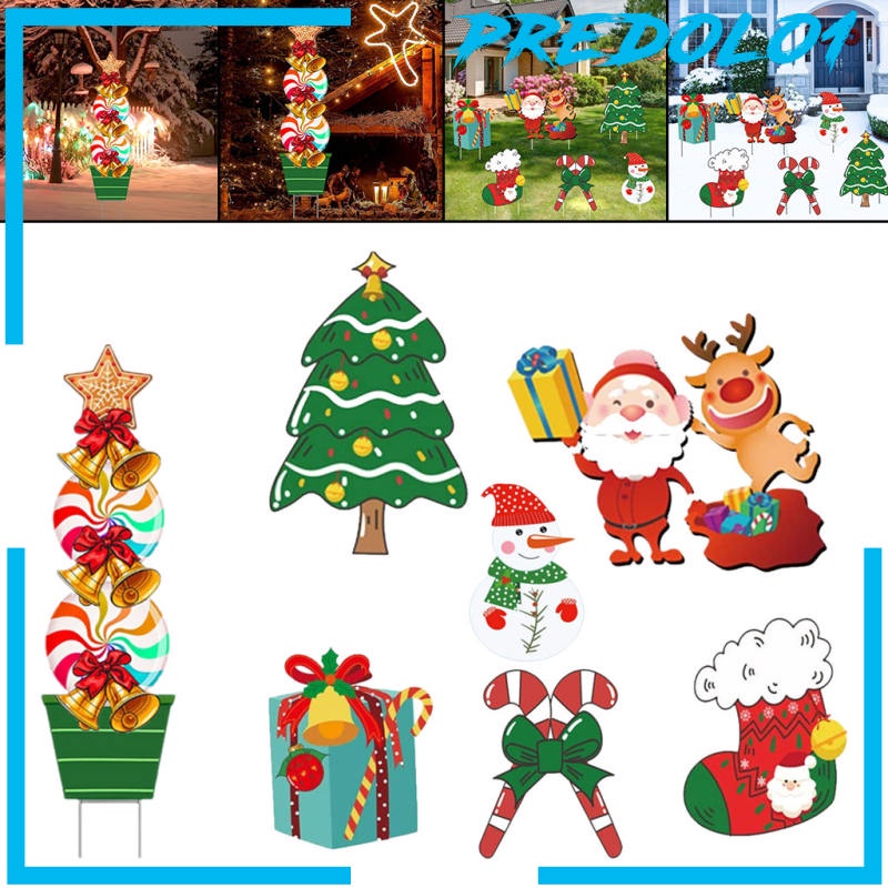 [PREDOLO1] Christmas Yard Signs Stakes Decorations Outdoor Garden Signs for Christmas