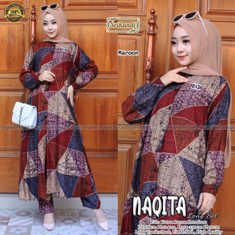 Naqita long set wanita bahan katun rayon by srikandi