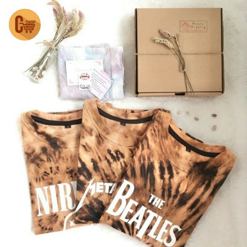 Tie Dye T-Shirt Cotton Combed 30s Premium || The Beatles, Nirvana, Metalic (FREE TOTEBAG)