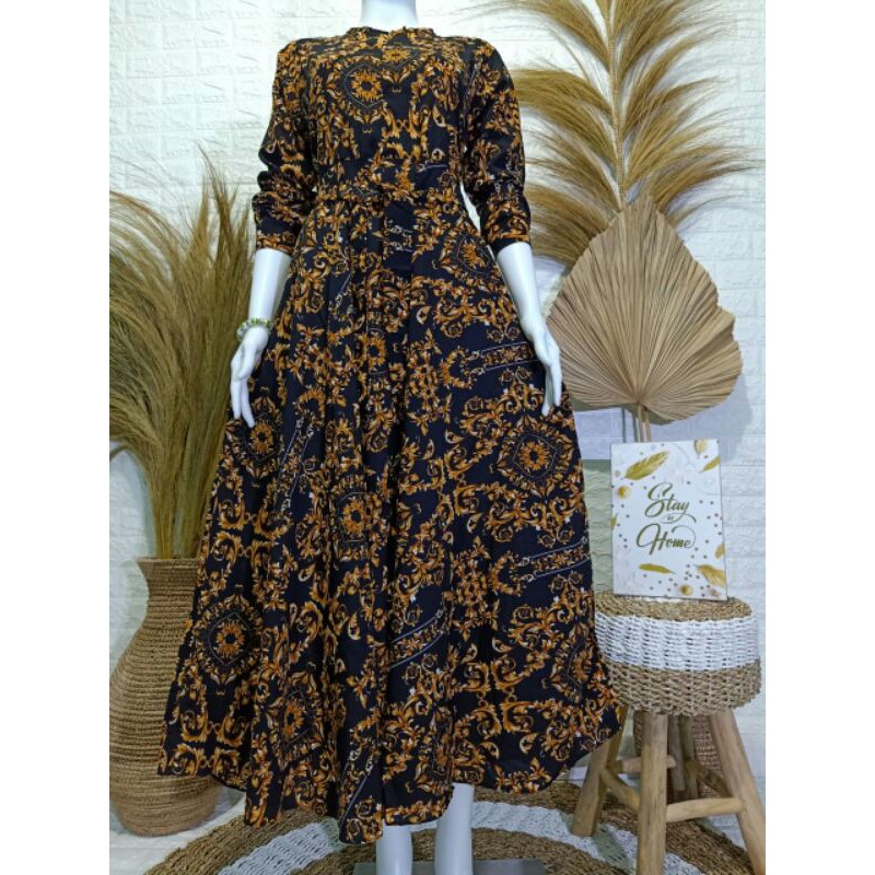 gamis monalisa plat canda motif sultan