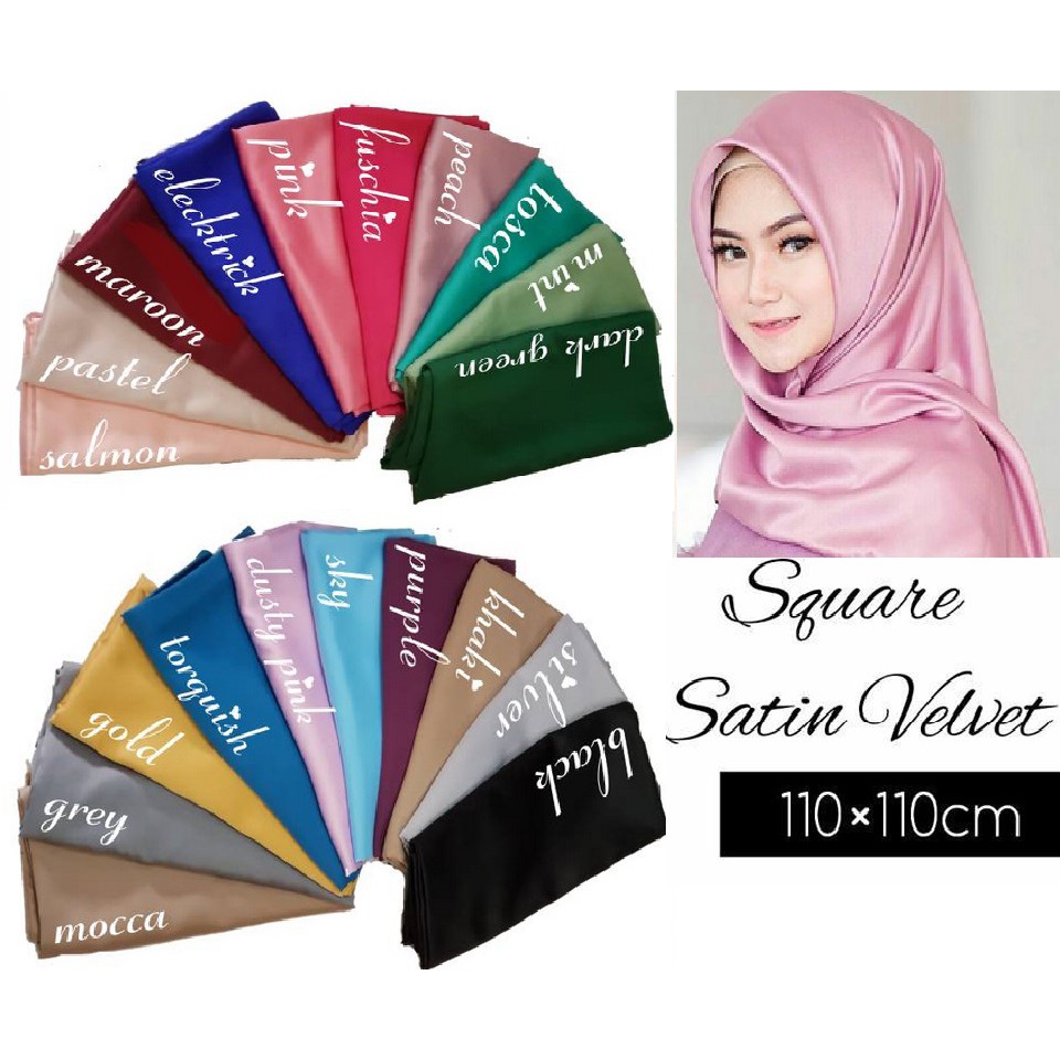 ✅ Satin Square Polos / Segi Empat Satin Sg4 / Hijab Sathin Square Velvet 115