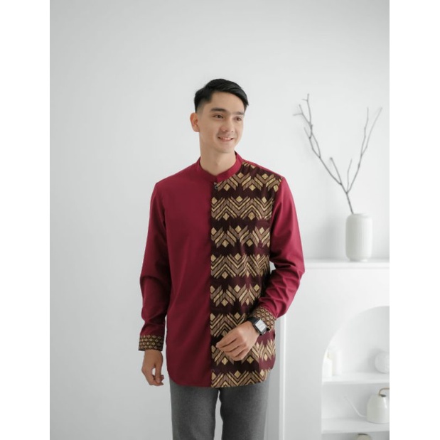 koko pria list batik/baju koko model kurta/baju koko kombinasi batik