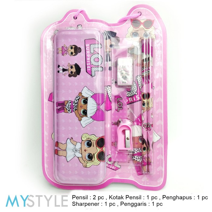 MYSTYLE PAKET ALAT TULIS KOTAK PENSIL SET 5 IN 1 (WJ8188) KARAKTER PENSIL SET LOL CARS-3
