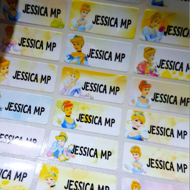 

Label nama anti air stiker waterproof Princess Cinderella