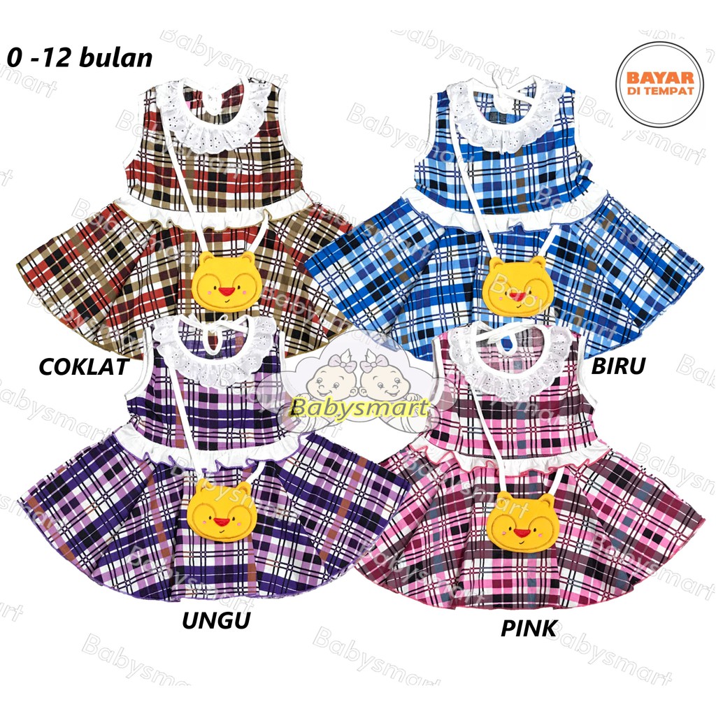 Babysmart - Baju bayi/Anak Perempuan Dress motif POOH PLANET KIDS usia 0 -12 bulan / Pakaian anak