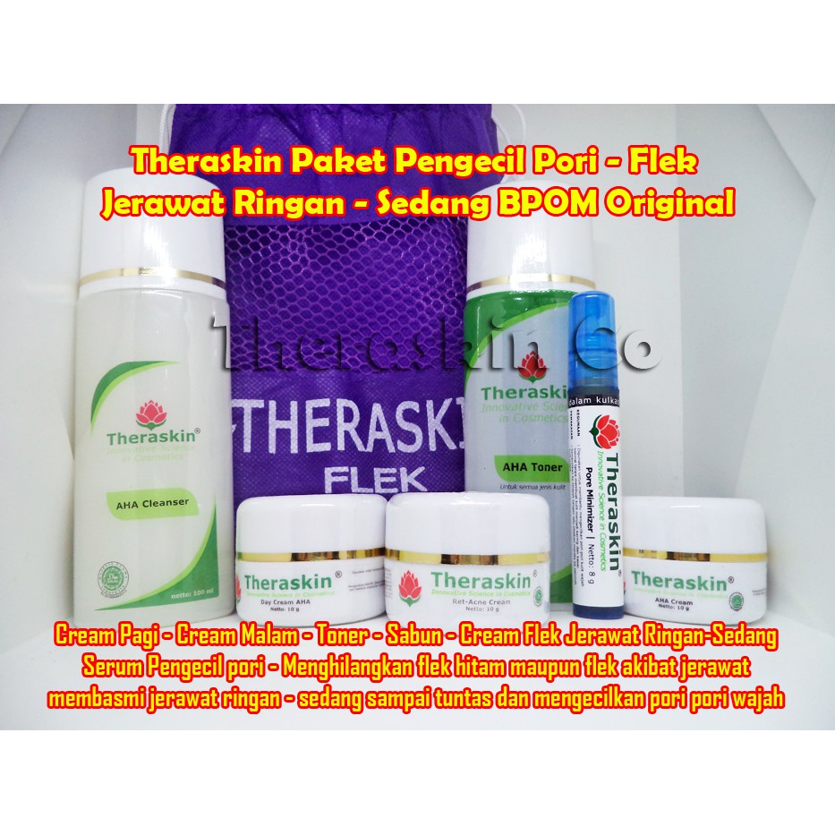THERASKIN PAKET PENGECIL PORI FLEK JERAWAT GLOWING BPOM ORIGINAL - CREAM FLEK JERAWAT PORI THERASKIN