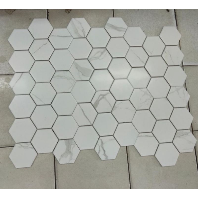 Keramik Mozaik Hexagon Eleganza 10 cm Calacatta PMFQ 8222