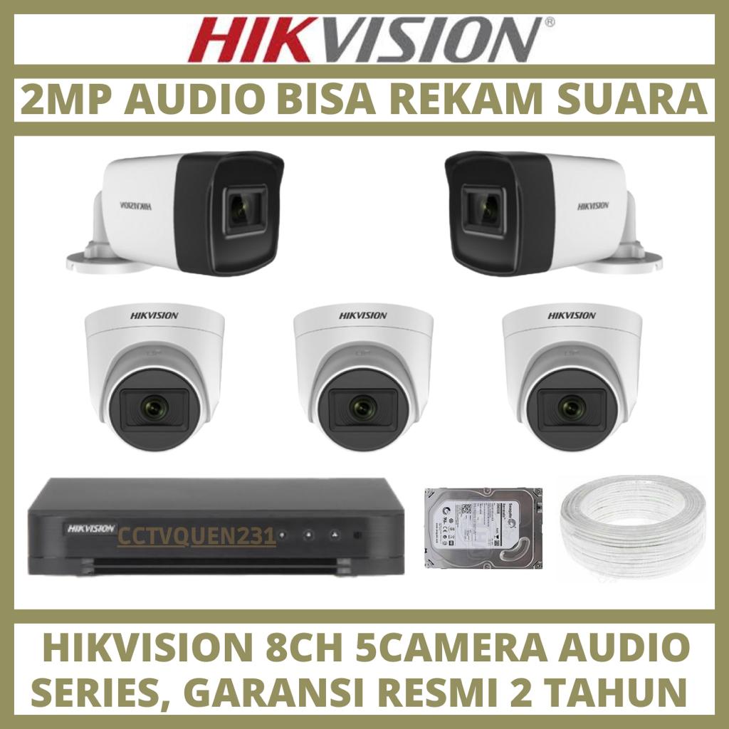 PAKET CCTV HIKVISION 2MP 8 CHANNEL 5 CAMERA TURBO HD KAMERA CCTV