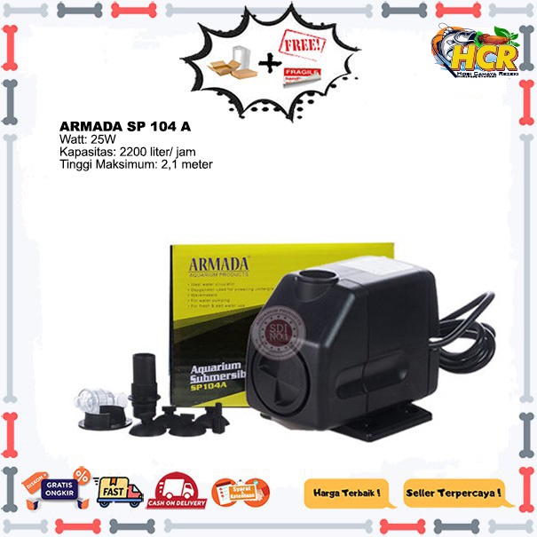 POMPA AIR CELUP HIDROPONIK SP-104A KETINGGIAN 2,1 METER