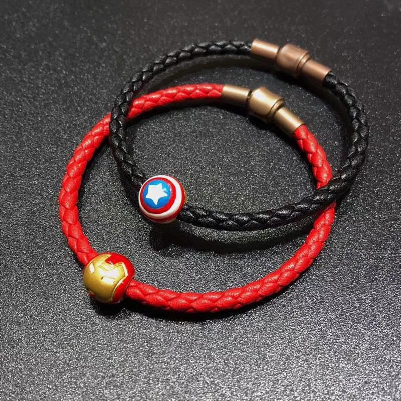 DIY Gelang Liontin Placer Berlapis Emas 3D Emas Manik-manik Transfer Pahlawan Marvel manusia Besi