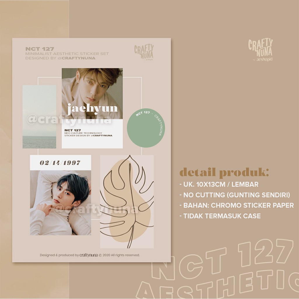 (NC-009) OT21 ✨ NCT WAYV Aesthetic Minimalist Sticker Set by Crafty Nuna stiker case hp 127 dream