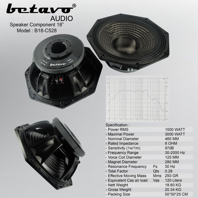 speaker komponen betavo 18 inch betavo b 18 c 528 original . betavo b18 c528 original