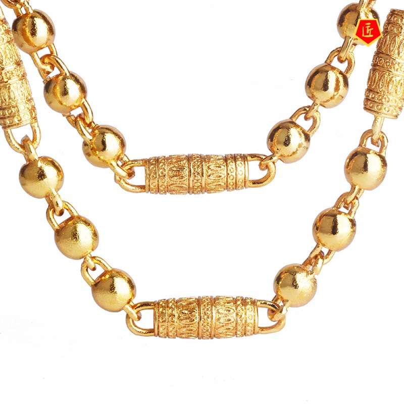 [Ready Stock]Lucky Beads Prayer Wheel Gold Necklace Special-Interest Design