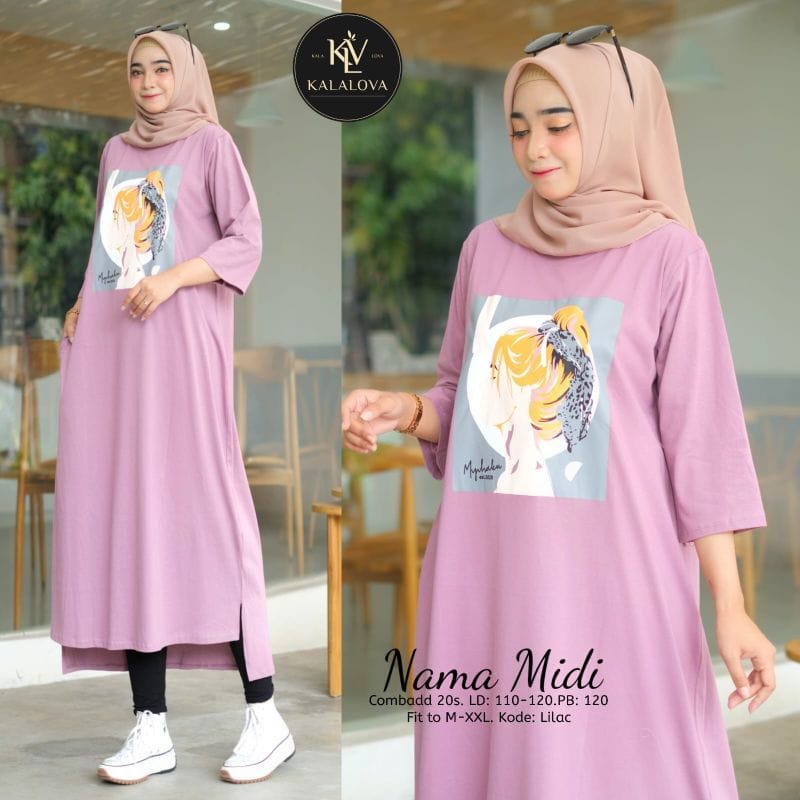 Nama Midi Jesica Gamis Terbaru 2022 Mini Dress Korea Baju Kaos Wanita Jumbo Ootd Kekinian Bahan Combed Aplikasi Sablon