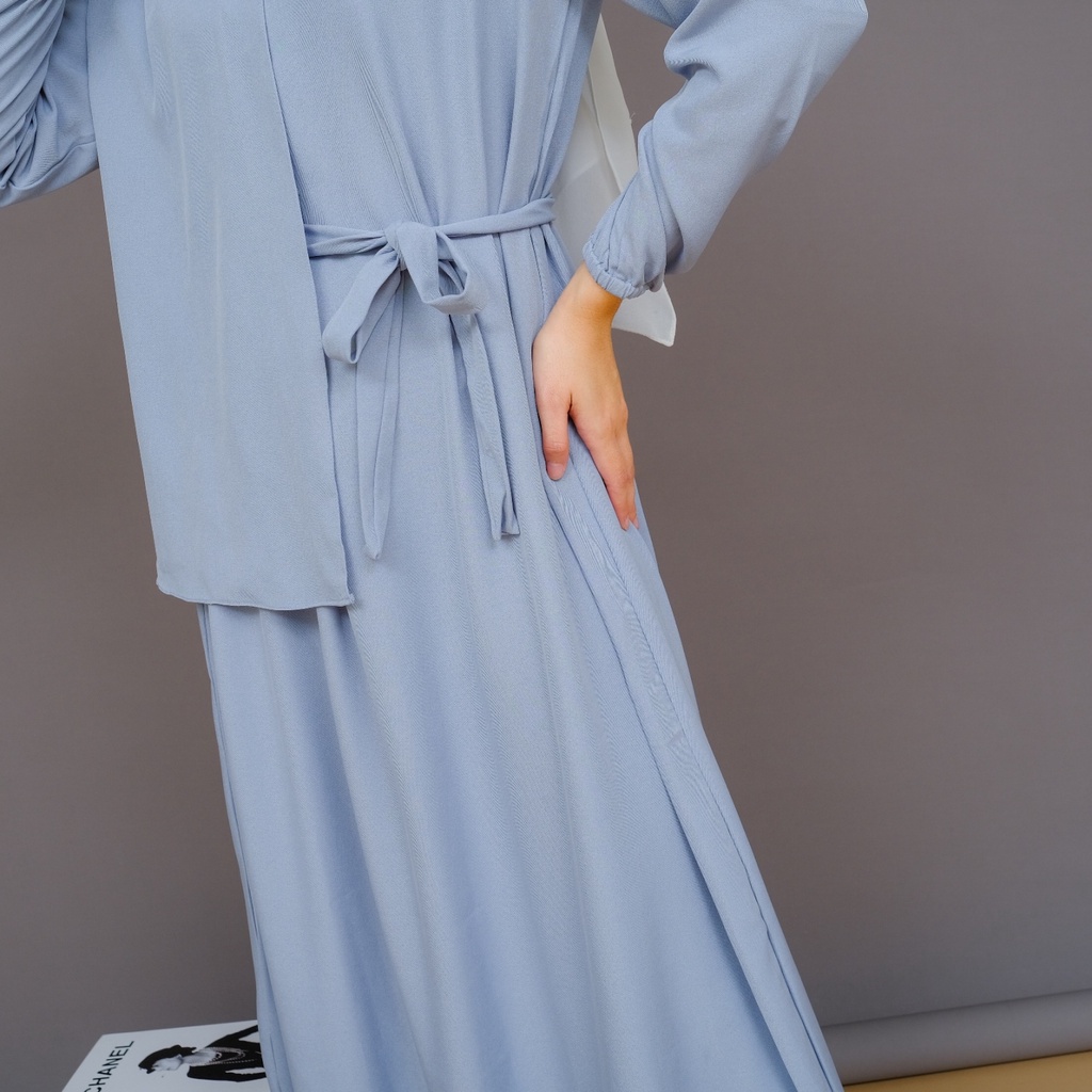 Mayoutfit Macyla Maxidress | Dress Gamis Muslim Kerah Shanghai Model Vest Lipit Tali Samping-5
