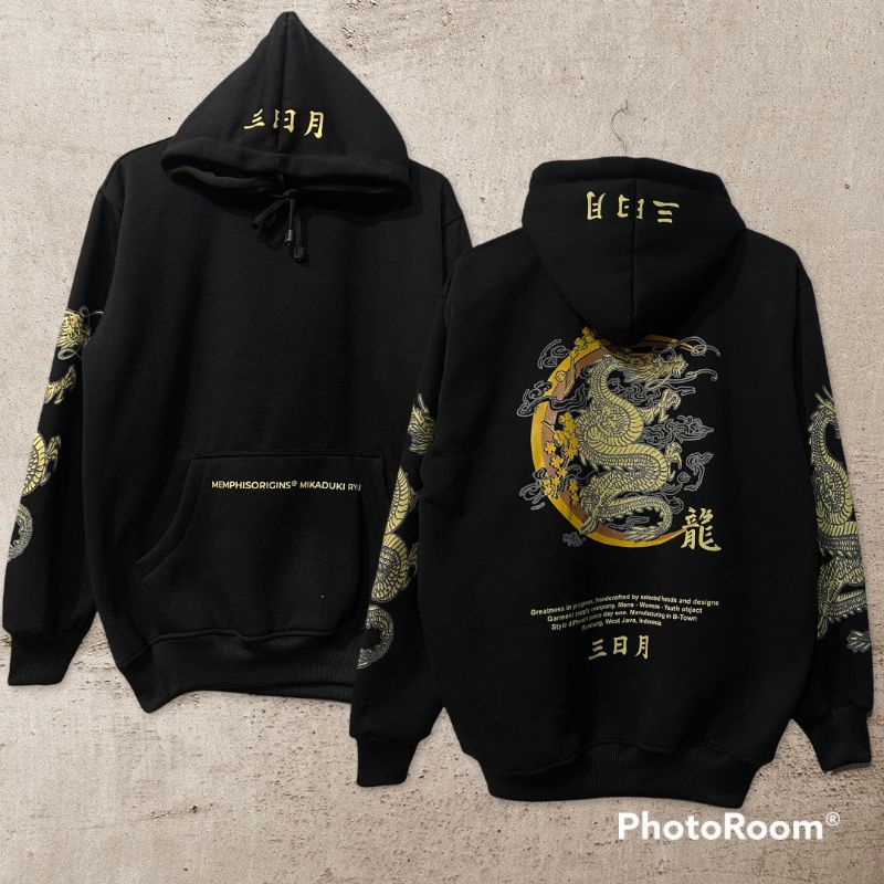 Hoodie sweater mempis dragon black