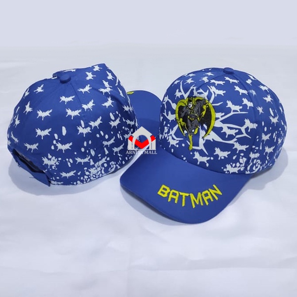 Topi anak laki laki superhero spiderman superman batman / topi anak laki laki 3-10 tahun-Batman Biru