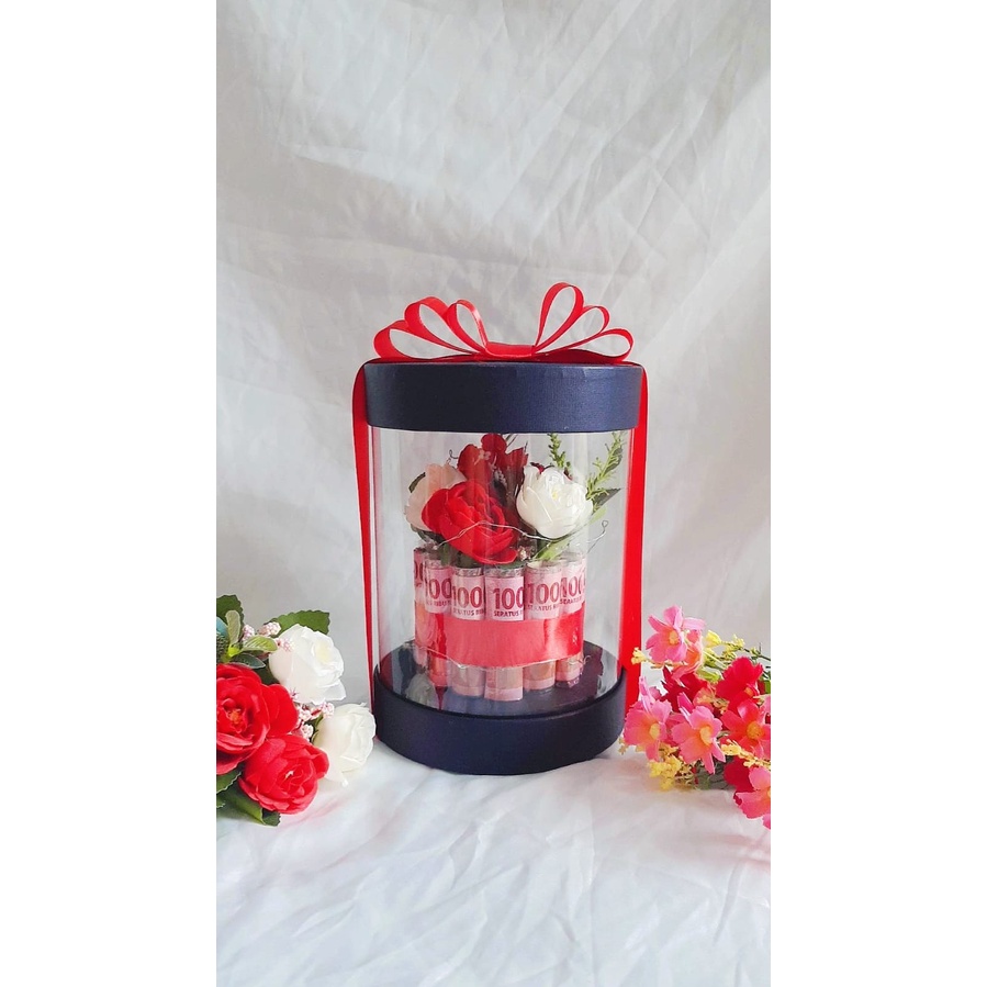 Flowers round box artificial / bloom box / round box / flower box / Money Box / Money tube / Bloom B