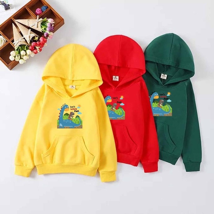 Hoodie Fun Dino Anak Fleece Pakaian Anak